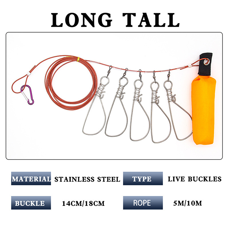 Reel Repair Kit - คลิปล็อคสายเบ็ดตกปลาแบบใหม่ 5 ตัวล็อค พร้อมสายคล้องสแตนเลส อุปกรณ์ตกปลาสำหรับใช้งานกลางแจ้ง