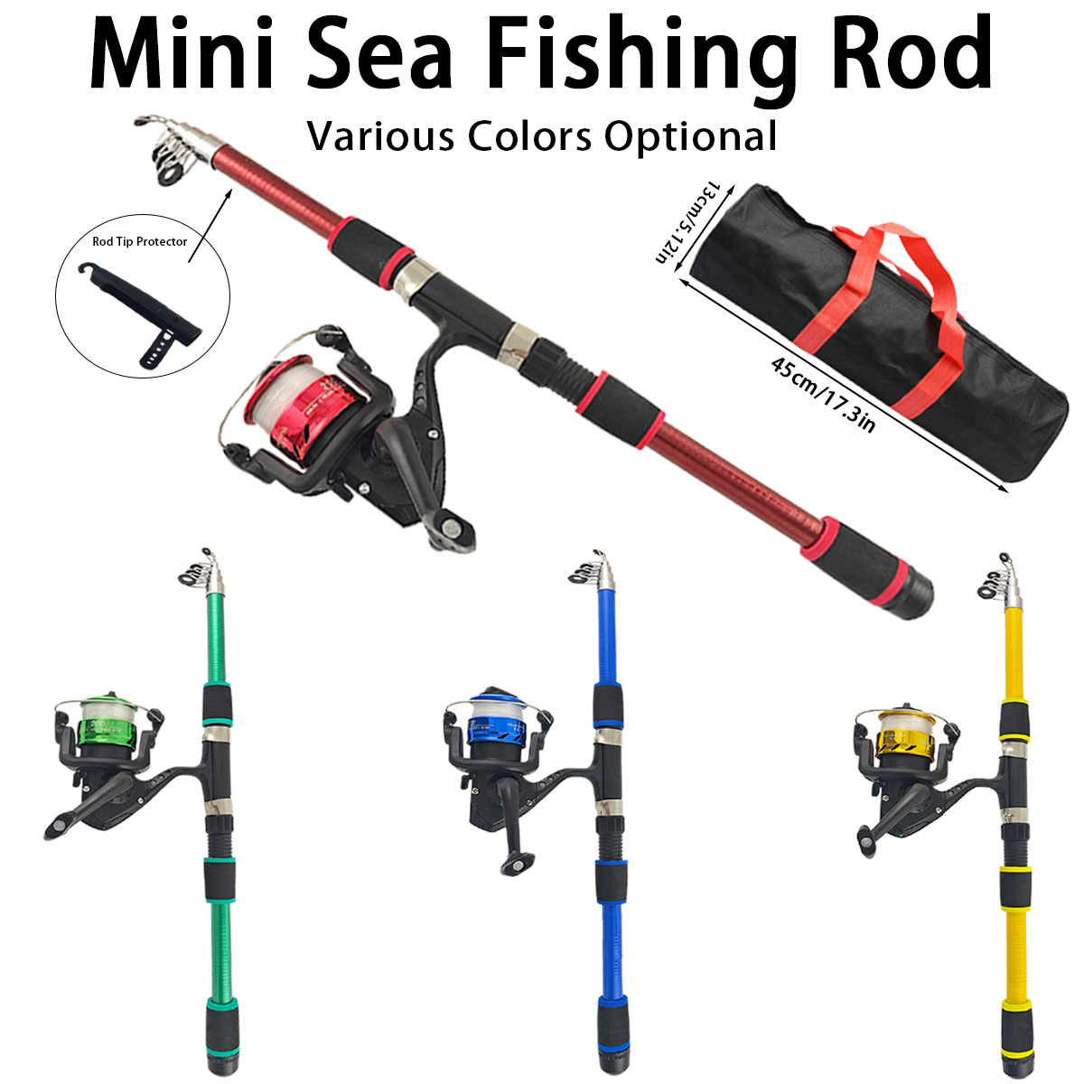 Reel Bag - ชุดคันเบ็ดตกปลาทะเลแบบยืดหดได้ขนาดเล็ก พร้อมรอกสปินนิ่ง ด้ามจับกันลื่น EVA พร้อมกระเป๋าพกพา (อุปกรณ์เสริม)