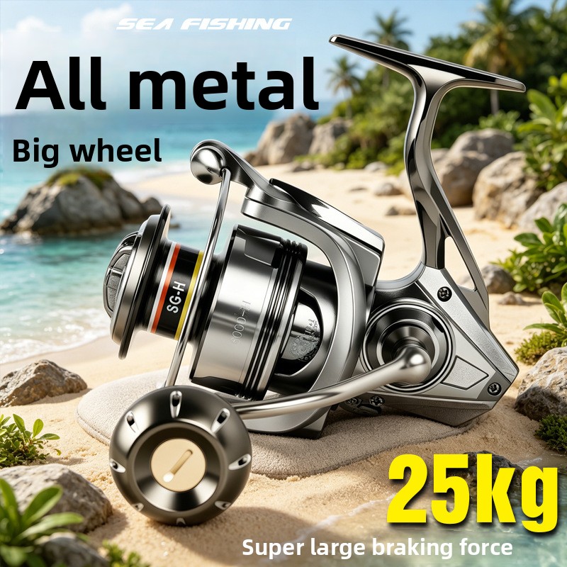 Ice Fishing Reel - รอกสปินนิ่งโลหะคุณภาพสูง เหมาะสำหรับตกปลาทะเล ตกปลาด้วยเหยื่อปลอม ตกปลาบนเรือ ตกปลาชายฝั่ง และตกปลาชายทะเล